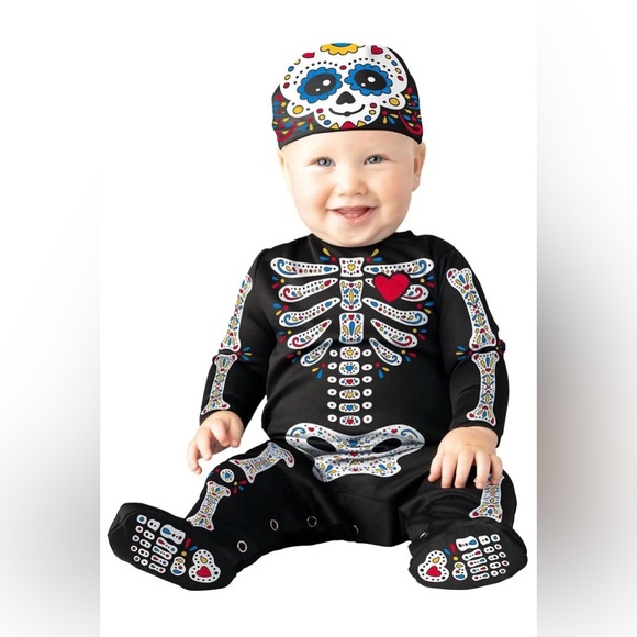 NEW Sugar Skull Infant 0-6 Months Halloween Costume Baby Day of the Dead Muertos - Picture 1 of 3